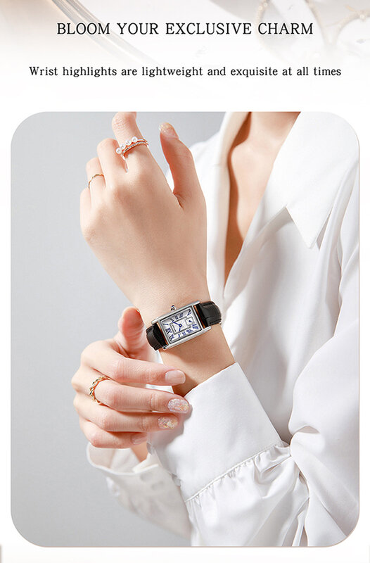Sanda 1116 jam tangan Analog Wanita Bisnis gerakan Quartz tahan air Dial persegi panjang desain elegan 2023 mode baru