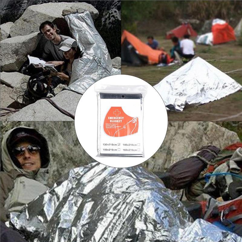 Cobertor Sobrevivência Dobrável com Lados Duplos para Camping, Suprimentos Esportes ao ar livre, Caminhadas e Maratona