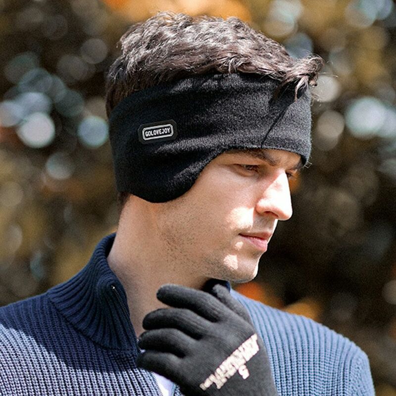Double Layer Earmuffs para homens, faixa de cabelo, ao ar livre, esporte, esqui, equitação, windproof, headwear quente, clássico, preto, cinza cor, inverno