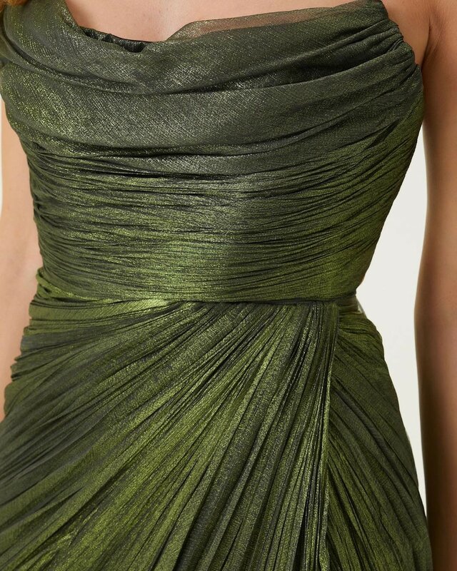 Oisslec-Vestidos de coquetel até o tornozelo para mulheres, vestido de baile, cintas de espaguete verde, vestido formal de noite, 2024