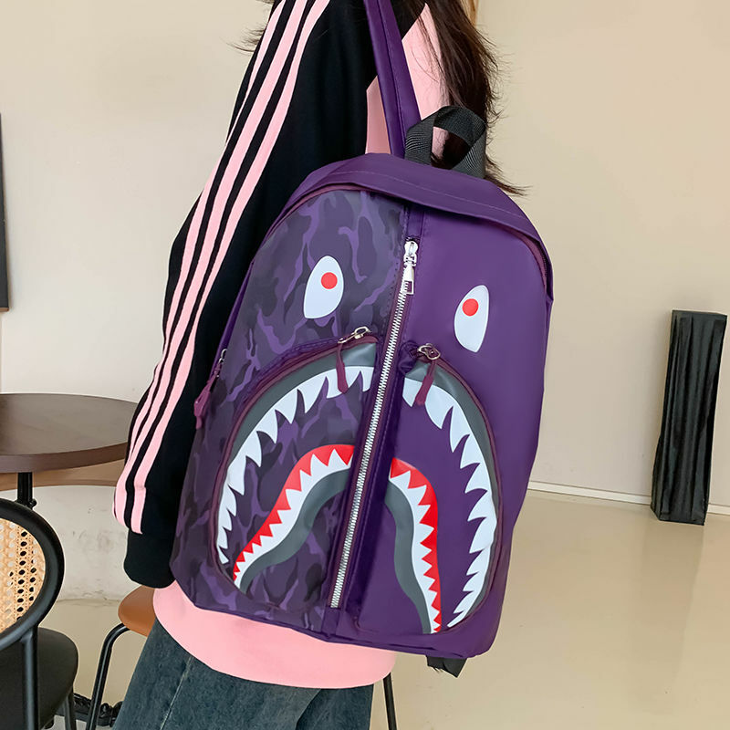 2023 zaini da scuola impermeabili per borse da viaggio con stampa di squalo Anime in stile studente zaino a tracolla impermeabile Punk Street Trend