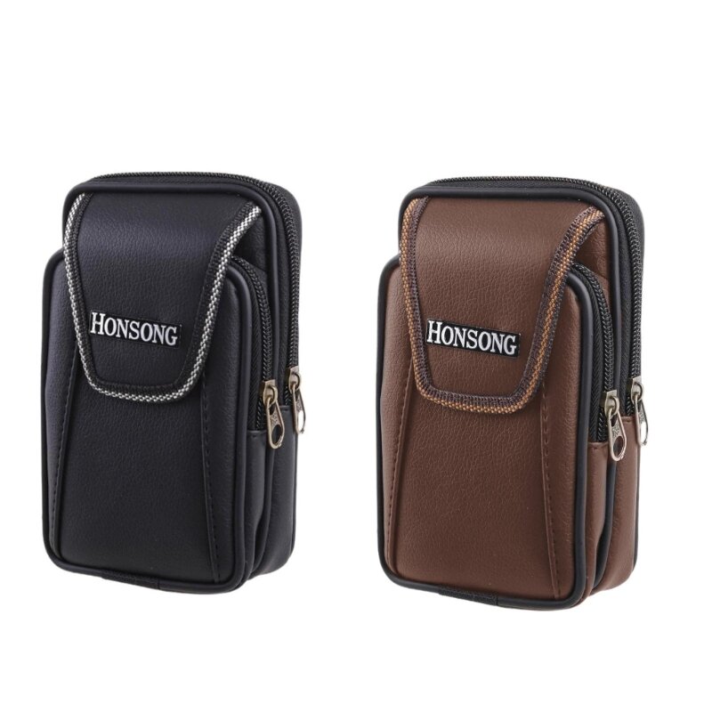 Men Vintage Leather Waist Bag Multi-Function Phone Sport Belt Hip Belt Loop Holster Outdoor Small Wallet Carry for Case