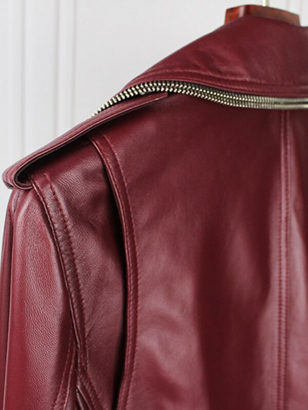 Женская кожаная куртка на молнии, осенняя куртка из натуральной овечьей кожи, свободная ветрозащитная байкерская куртка, 2023