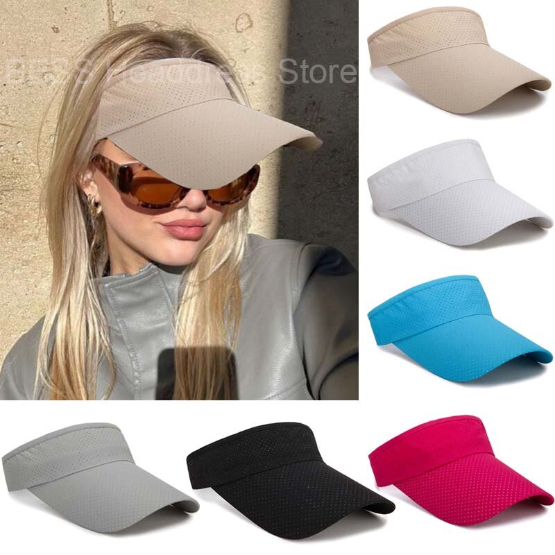 Sombrero de sol transpirable para adultos, visera ajustable, protección UV, parte superior vacía, sólido, protector solar para playa, tenis, Golf, correr