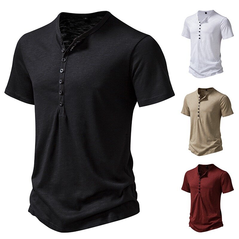 Летняя новая мужская повседневная модная универсальная льняная хлопковая легкая футболка с коротким рукавом