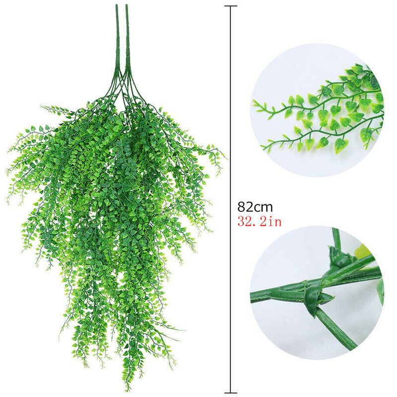 2 Pieces Artificial Plant Vines Wall Hanging Outdoor Plastic Fake Silk Leaf Green Plant Ivy Artificial Green Interior Decoration