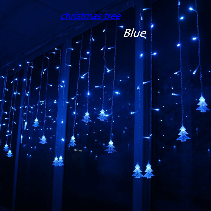 Cortina de luces LED para árbol de Navidad, guirnalda de luces de hadas para decoración de fiesta de boda, 220V, 4,5 M, 96 Leds, UE
