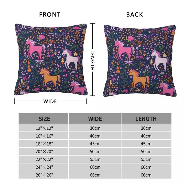 Unicorns In The Flower Garden Square Pillowcase Pillow Cover Polyester Cushion Decor Comfort Throw Pillow for Home Sofa