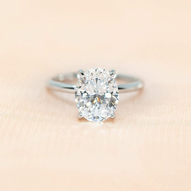 Trumium 3CT 925 cincin pertunangan perak murni cincin janji pernikahan zirkonia kubik potongan Oval untuk wanita perhiasan bagus