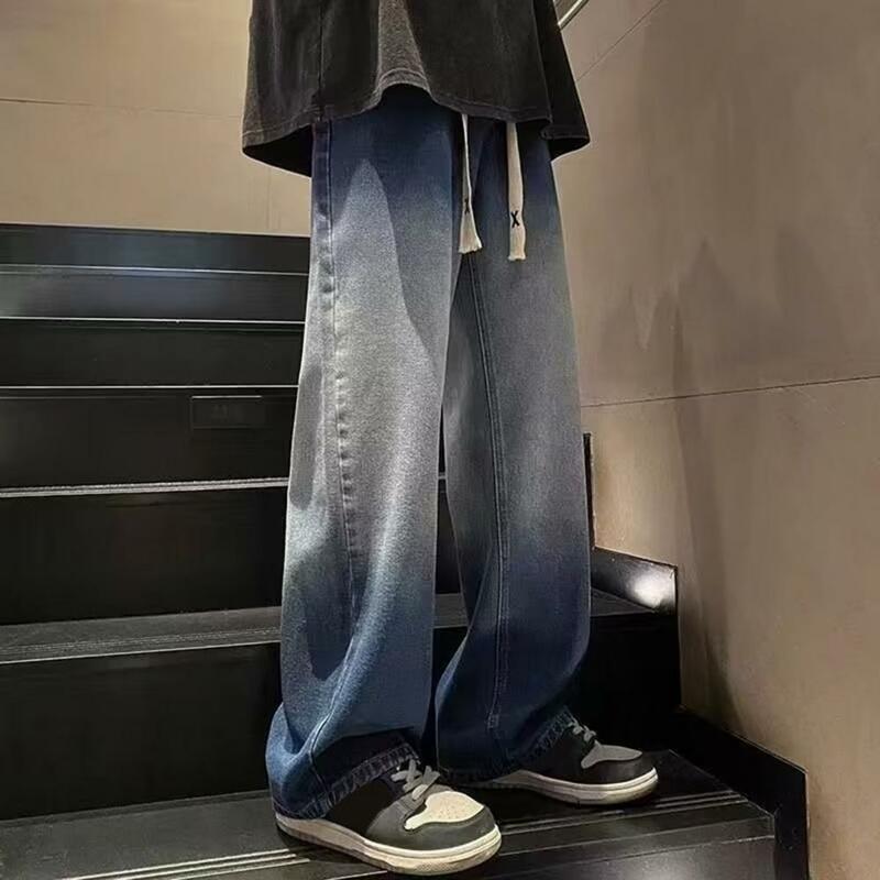 سراويل جينز نسائية عالية الخصر واسعة الساق ، ملابس الشارع harjuku ، جينز عصري عتيق ، بنطلون فضفاض مستقيم ، الخريف