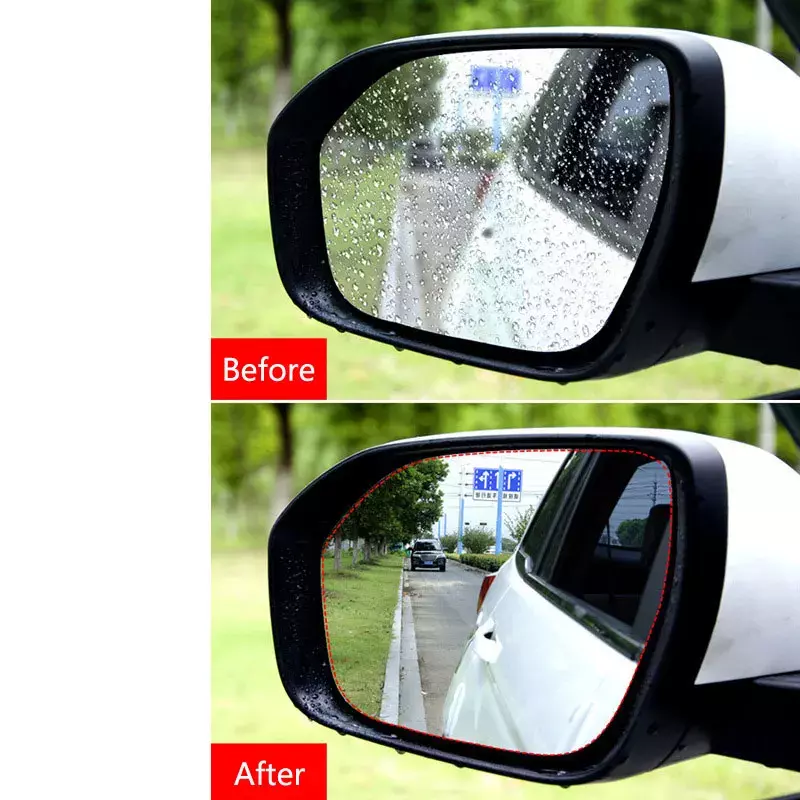 2 pezzi protezione antipioggia per finestrino dell'auto adesivi in vetro impermeabile pellicola protettiva per specchietto retrovisore per Auto Auto pellicola protettiva trasparente antiappannamento