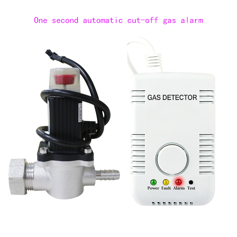 Monitor de metano licuado de petróleo, Detector de fugas de Gas, sistema de alarma de válvula solenoide para corte automático en el hogar