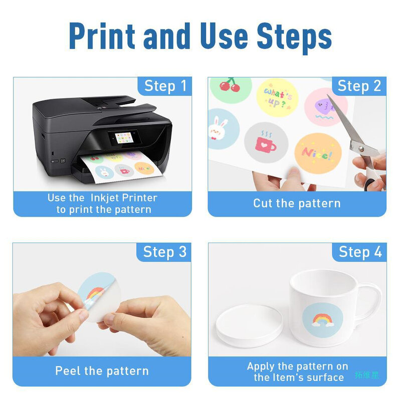 10 buah 100% kertas lembar kertas A4 transparan kertas stiker meja cetak perekat untuk Printer Inkjet kertas kopi Label vinil bening