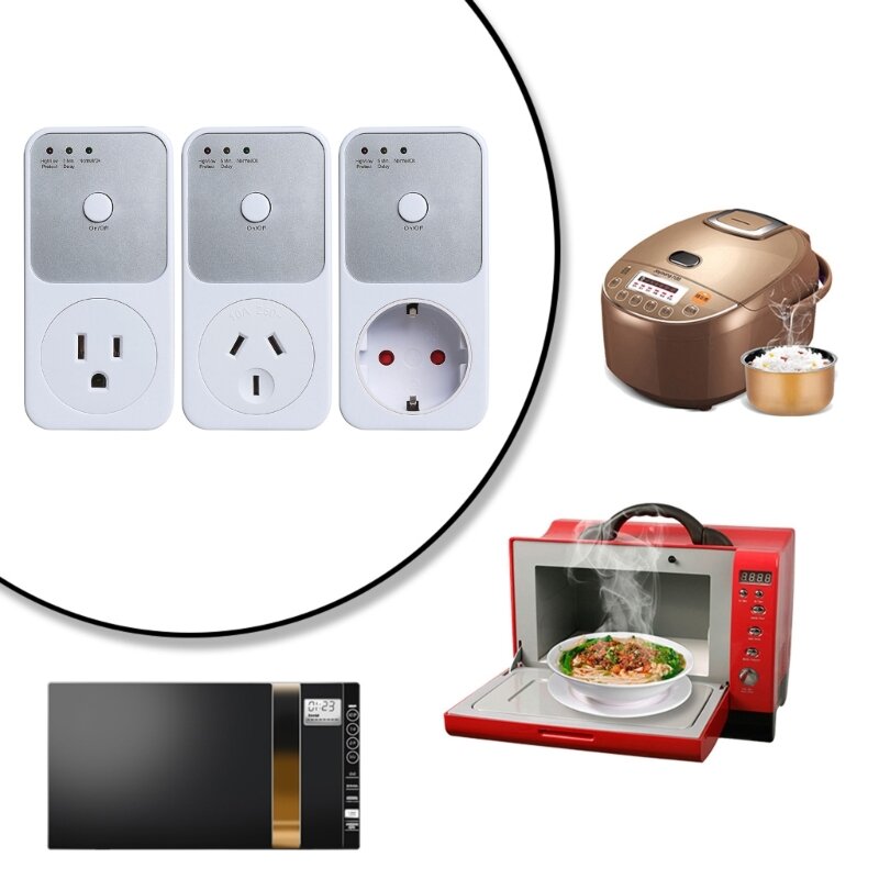 Universal Kitchen Outlet ตัวปรับแรงดันไฟฟ้าตู้เย็นป้องกันอุปกรณ์ของคุณปลอดภัยจากความผันผวนของแรงดันไฟฟ้า Dropship