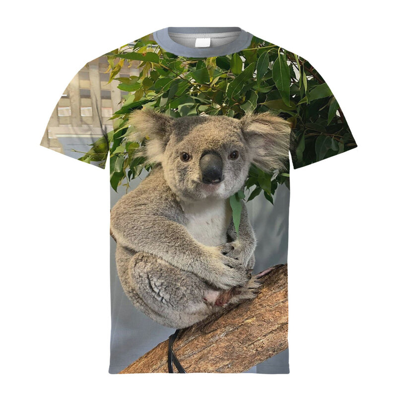 Nowe letnie koszulki z nadrukiem 3d Koala dla dzieci Śliczne niegrzeczne zwierzęce koszulki z grafiką dla dzieci z krótkim rękawem Odzież dziecięca Topy