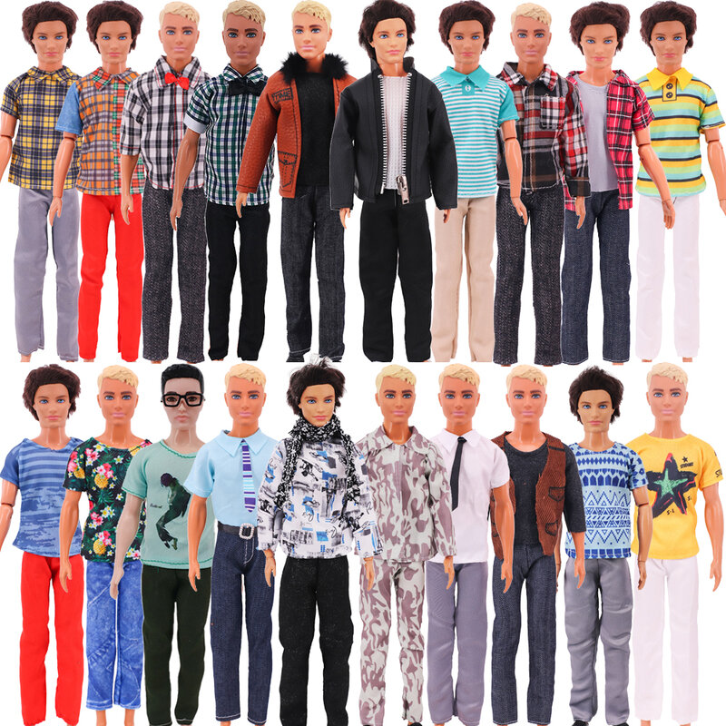 Handmade Ken Doll Clothes T-shirt + Trousers For Barbie Dress Accessories Fashion Daily Clothing Toys For Gils Birthday Gift