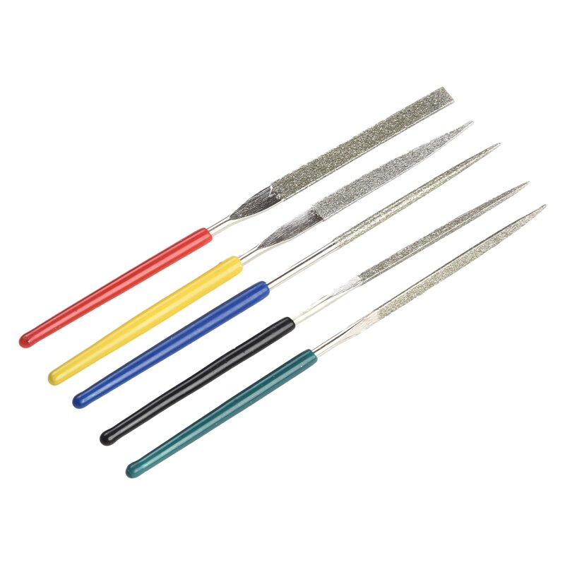 5Pc 2*100mm Mini Needle File Set Pocket Diamond Files For Metal Deburring Fix Chipped Glass Mirror Tile Woodworking Hand Tools
