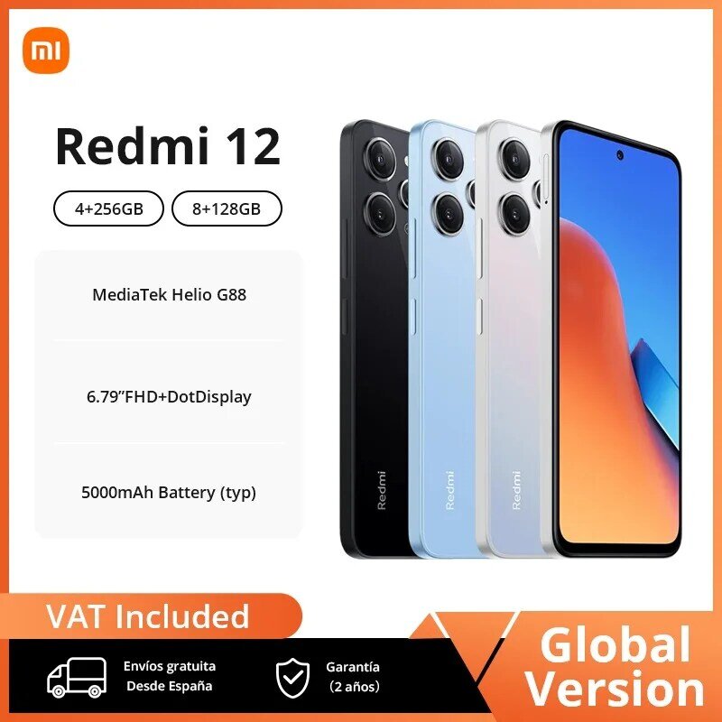 Xiaomi Redmi 12 Cellphone Global Version MTK Helio G88 50MP AI Triple Camera Large 6.79" DotDisplay 18W 5000mAh Global version