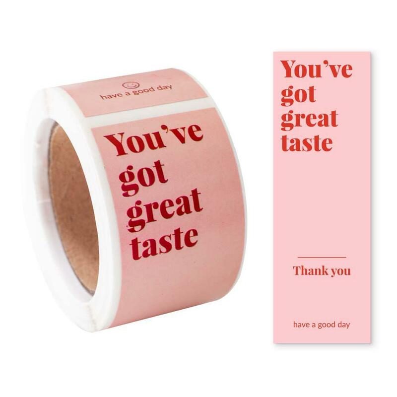 100 sztuk/rolka różowy masz świetny smak naklejki na mały pakiet biznesowy naklejki z napisem Thank You naklejki na upieczony prezent Retail Bag