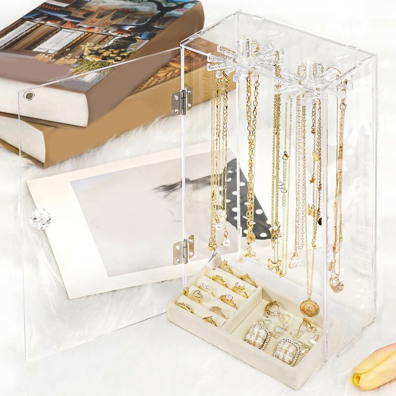 Cajas de pulseras para regalo de joyería, soporte de exhibición de collar acrílico, Pedestal de joyería de escritorio, soporte de pendientes de viaje