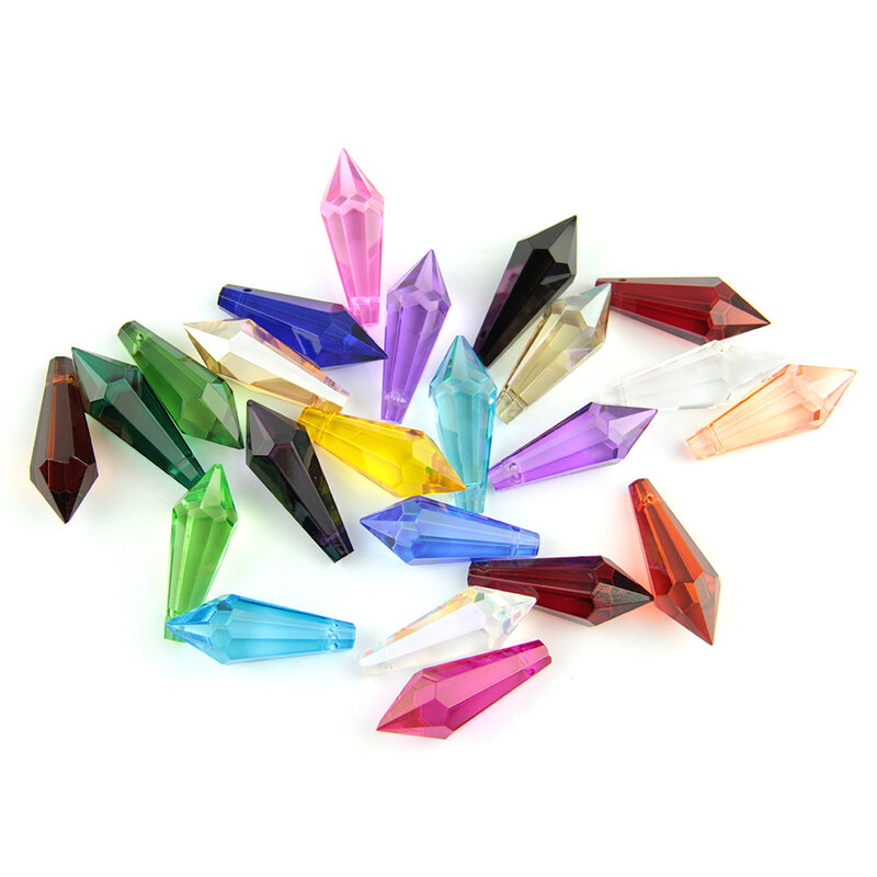 Gotas de carámbano de cristal, piezas de candelabro, Prisma de cristal, iluminación colgante, decoración del hogar, 38mm, 1 pieza
