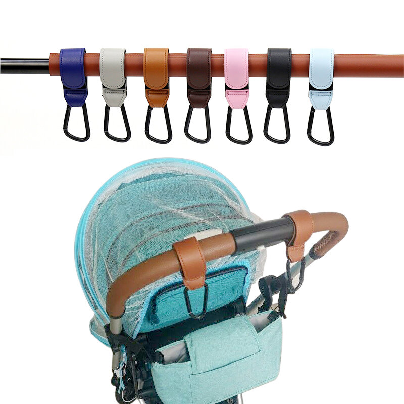 1/2pcs PU Leather Baby Bag Stroller Hook Pram Rotate 360 Degree Rotatable Cart Organizer Pram Hook Crochet Stroller Accessories