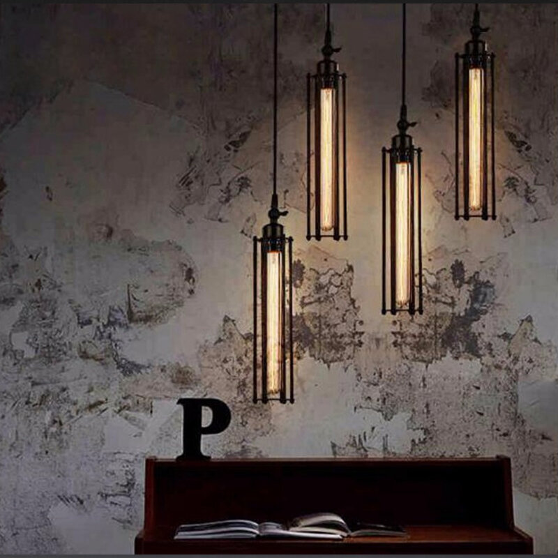 Industrial Hanging Light para sala de estar, lâmpada pingente Vintage, Loft Retro Chandelier, E27 Base, Iluminação doméstica, Edison