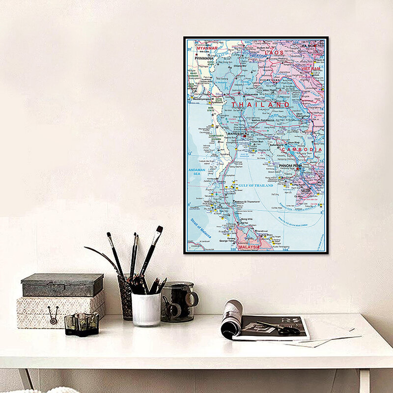42*59cm The Thailand Administrative Map Non-woven Canvas Painting Wall Art Poster Unframed Print Home Decor School Supplies