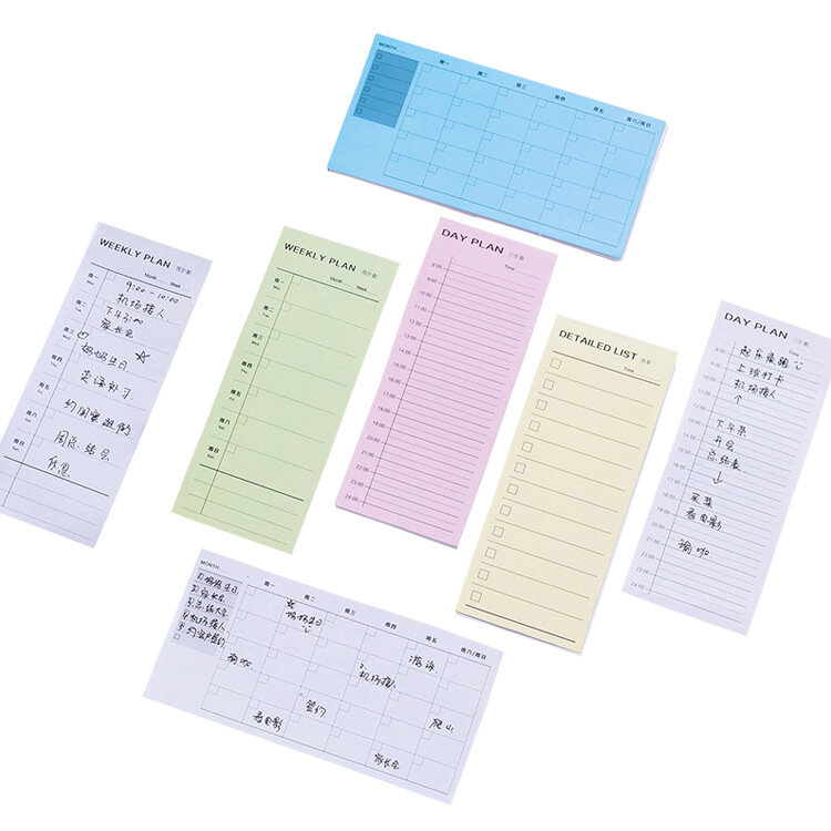 2Pcs Schedule Day Week Month Plan Memo Notebook Daily Office Planner Notepad Achool Stationery Supplies