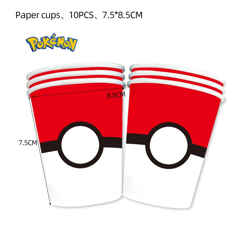 Pokemon Birthday Party Decorations Poké Ball Disposable Plate Cup Tableware Backdrop For Boy Kids Party Supplies Foil Balloons