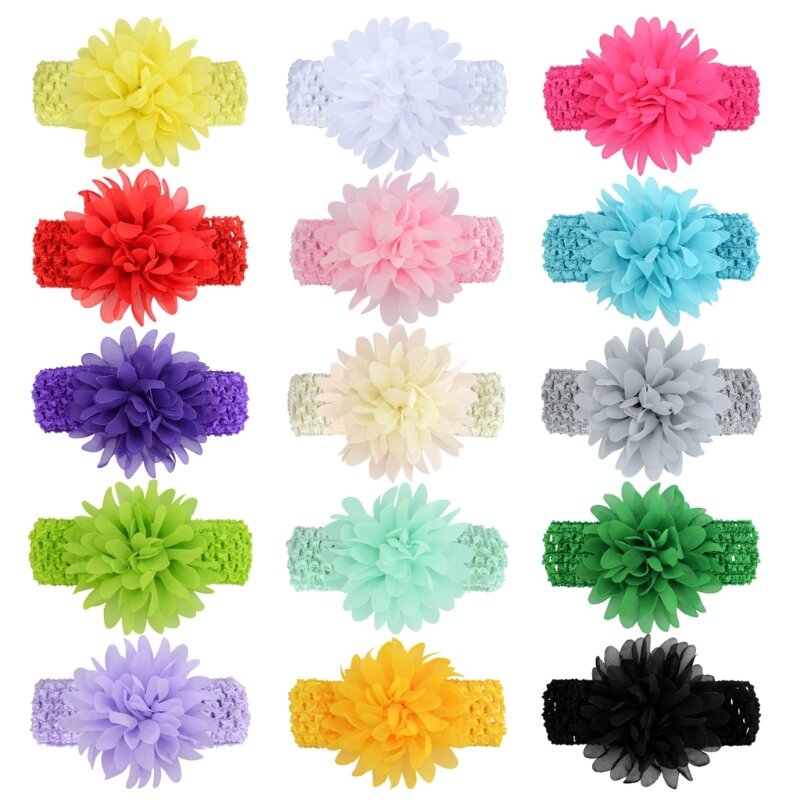 Bebê meninas headbands chiffon flor macio elástico faixa de cabelo acessórios para o cabelo bx0d