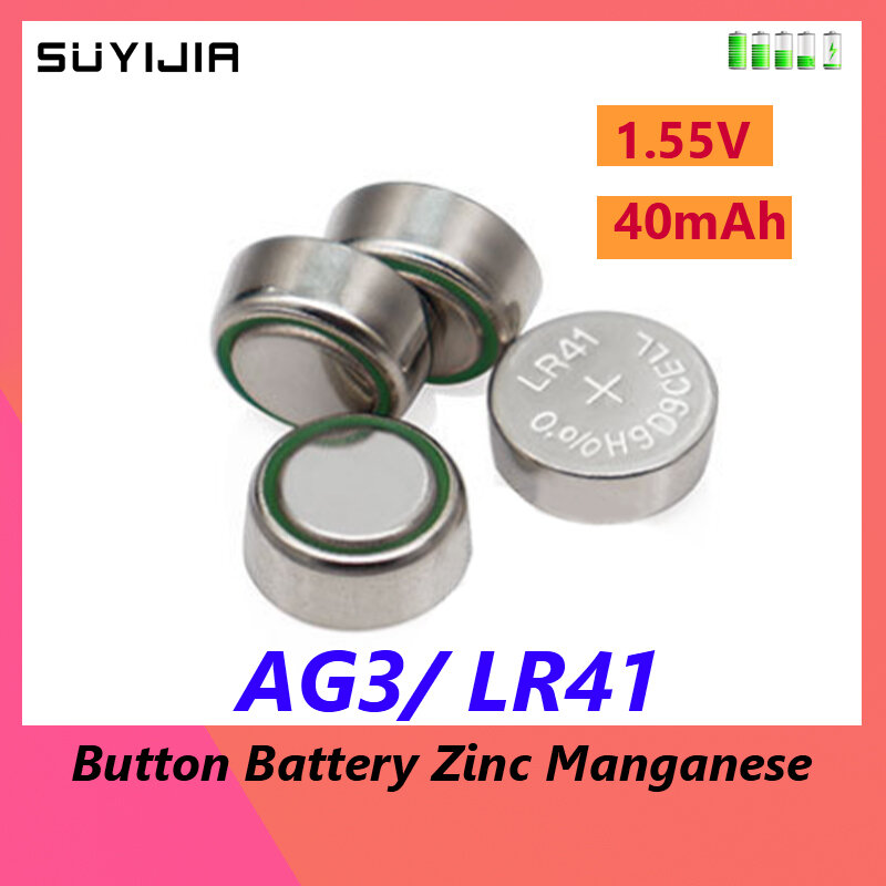Pile bouton AG3, LR41, zinc et manganèse, 1.55V, 40mAh, pile pour montre, clé de voiture, calculatrice à distance, jouet électrique, horloge, 1 à 30 pièces