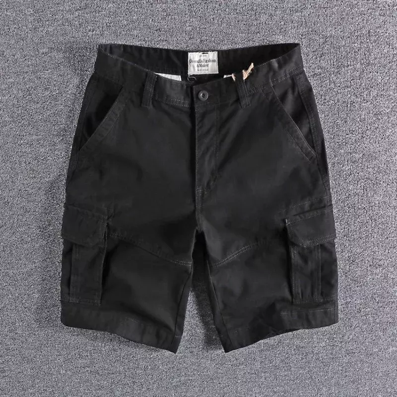 Short Pants for Men with Zipper Button Solid Mens Cargo Shorts Japanese Street Style Casual Designer Clothes Comfortable Y2k