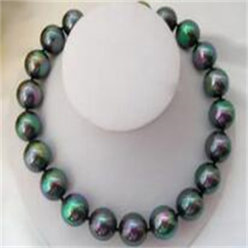 Genuine 16mm Black AB Sea Shell Pearl Necklace 18'' AAA