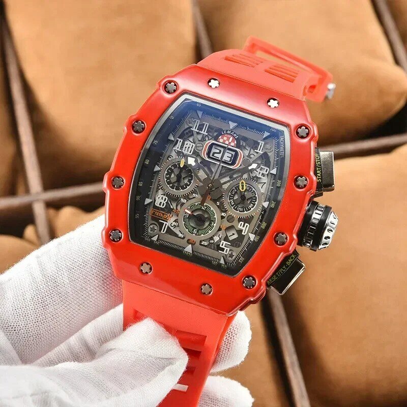 2024 luksusowy luksusowy zegarek mechaniczny w stylu Richard wodoodporny 6-pinowy automatyczny zegarek męski z kalendarzem