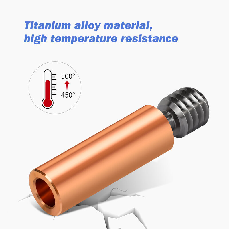 Bimetal CR10 Heat Break Titanium Alloy Heat Break Throat 1.75Mm Tabung Berlapis Tembaga untuk Printer 3D Ender 3 CR-10