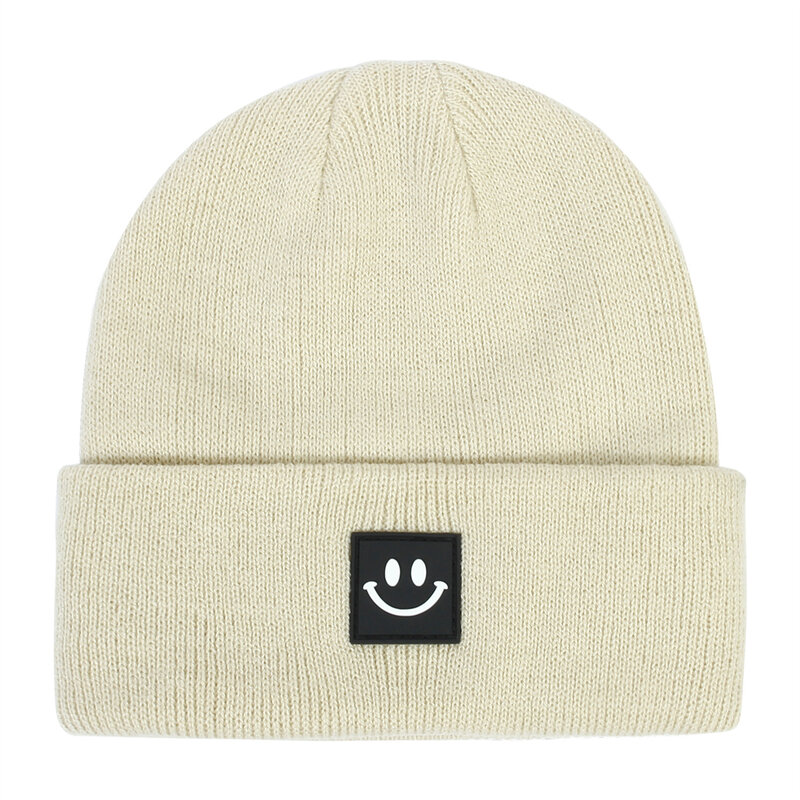赤ちゃんのための多用途でファッショナブルなニットセーターの帽子,素敵な笑顔のパターンの暖かい秋と冬の帽子