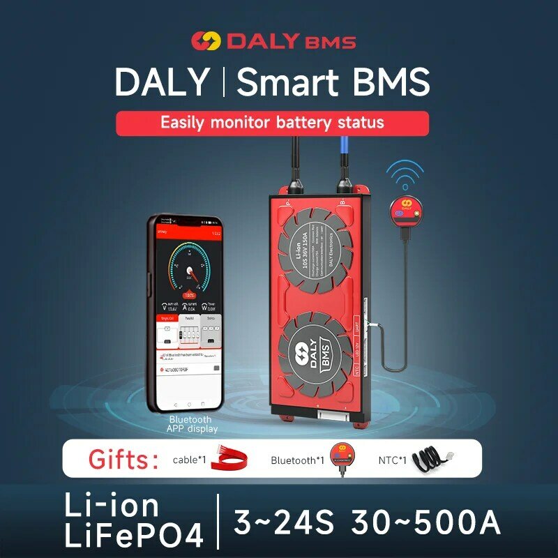Аккумулятор Daly BMS Smart LiFePo4 4S 24 в 36 в 48 в EV Storage 30A 60A 100A 150A 200A 250A Li-Ion BMS 3S 12V 7S 8S 10S 13S 16S 24S BT