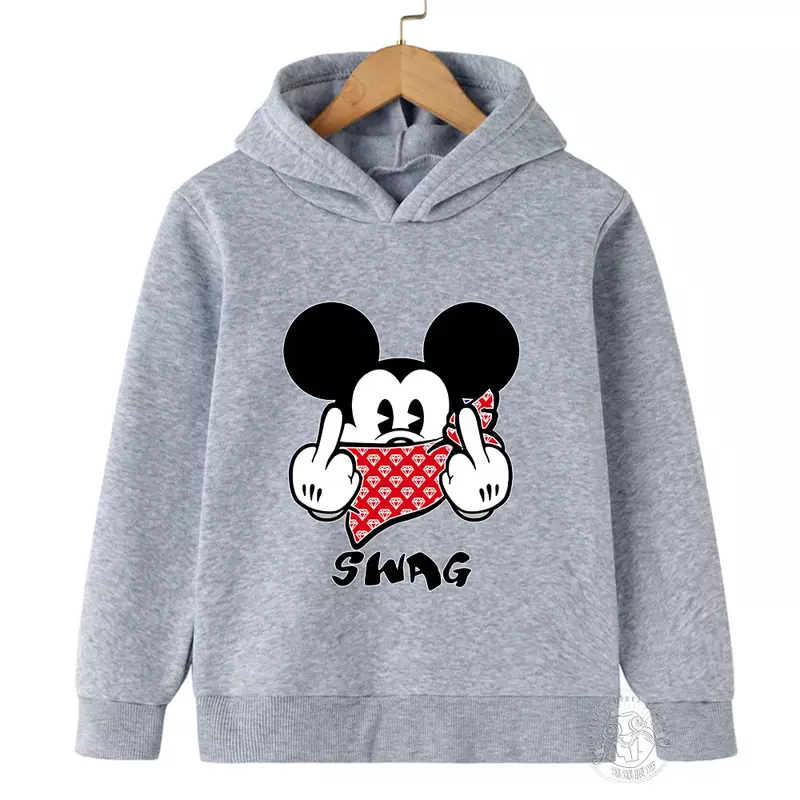 Disney-chándal de Minnie y Mickey para niños, Sudadera con capucha para niños y niñas, Top con estampado de dibujos animados, moda de primavera y otoño