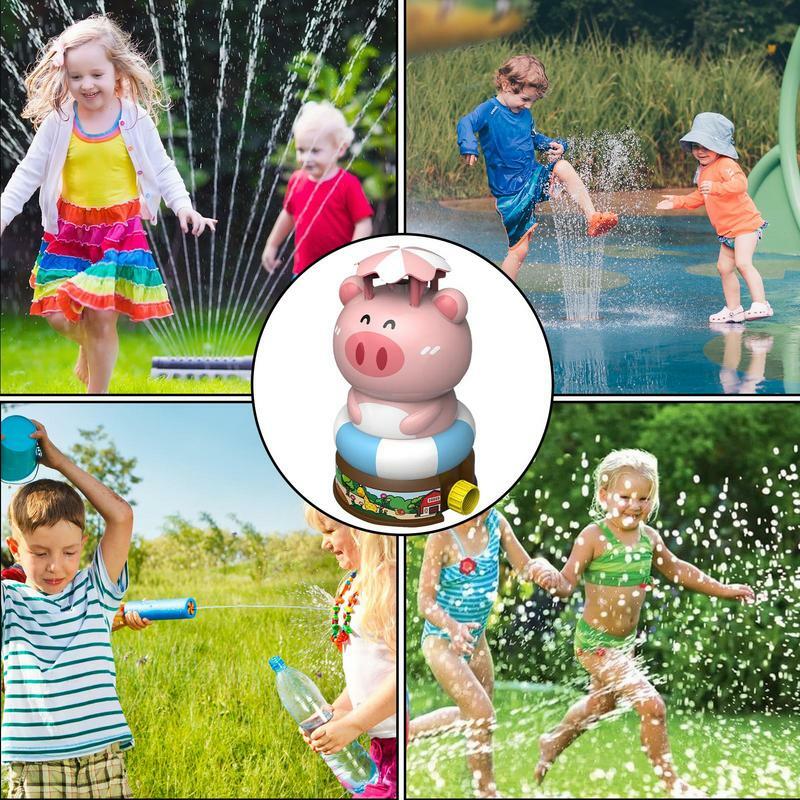 마당 물 회전 스프링클러 어린이 장난감, 귀여운 돼지 모양 물 장난감, 유압 리프트, 정원용 핑크 스프링클러