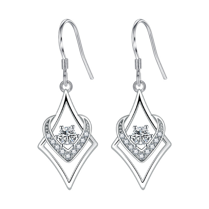 Fanqieliu-pendientes de gota de cristal de corazón de rombo para mujer, de Plata de Ley 925 de alta calidad, Nueva joyería de moda, FQL21279