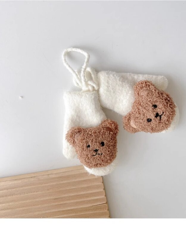 1 пара симпатичных мультяшных кукол медведя варежки для детей осень зима плюшевые перчатки