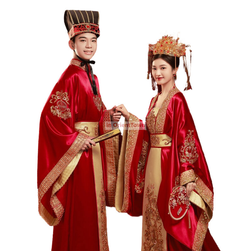 Robe de Mariée Alberoise de Prairie, Vêtement de Couple Hanfu de Luxe, Tenue sur le Thème du Marié, Costume Traditionnel Xiuhe