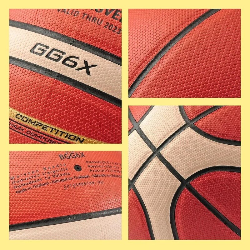 Molten-Competition Basketball Standard Ball, piłka treningowa dla mężczyzn i kobiet, PU, oficjalna certyfikat, GG6X, ROZMIAR6