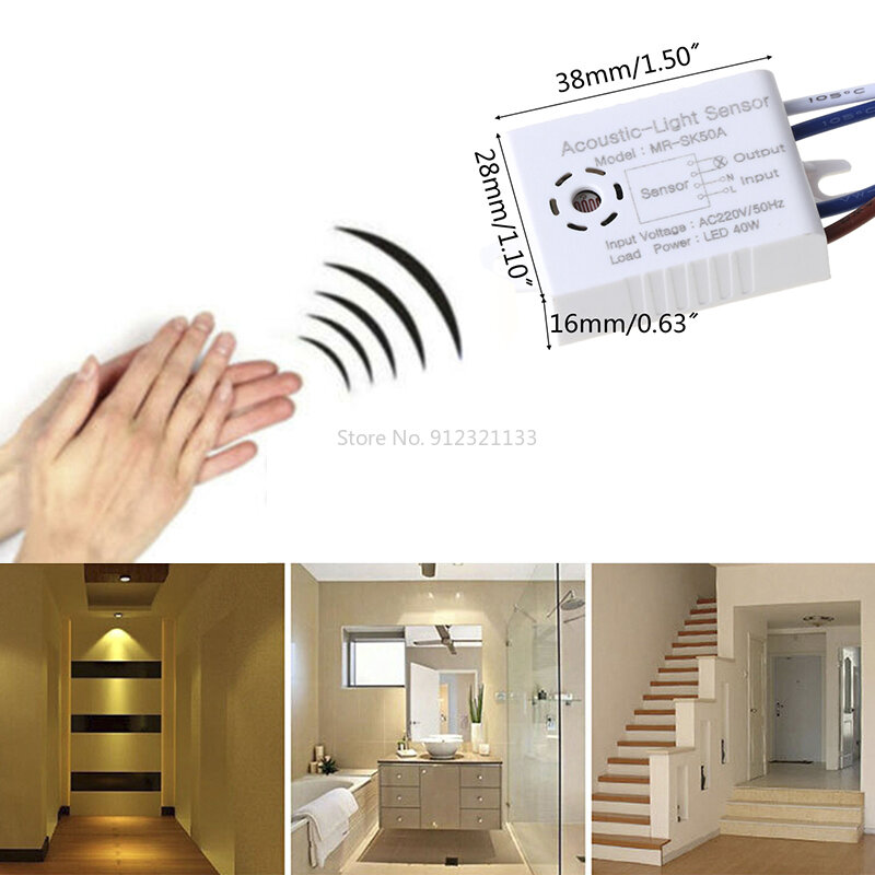 1PC Light Sensor Switch Detector Sound Voice Sensor Intelligent Auto on Off Smart Home Control for Corridor Bath Warehouse Stair