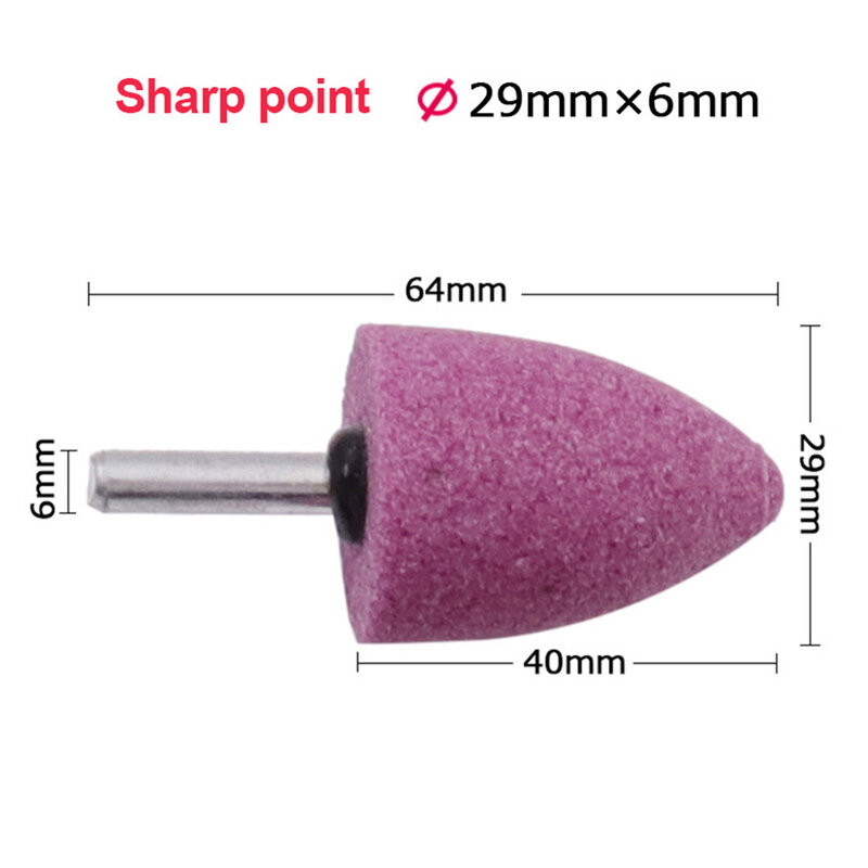 1pc 6mm Shank Red Corundum Conical Grinding Head Red Corundum  For Polishing And Rust Removal Hand Tool Hardware Accessories