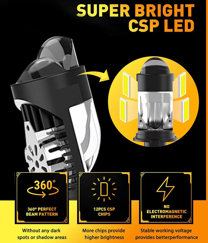 New LED H4 Automobile Headlight mini projector dual lens Integrated bifocal lens car Styling headlight Bulbs Focused Light P9