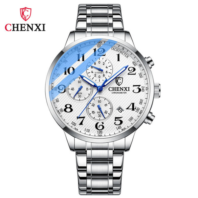 CHENghts-Montre-bracelet en cuir véritable pour homme, chronographe d'affaires, horloge de sport masculine, 947