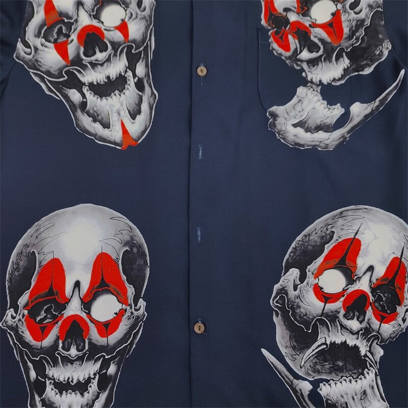 Рубашка WACKO с длинным рукавом и принтом черепа, Осенние Топы высокого качества в масштабе 1:1, рубашки, мужские и женские повседневные фонарики