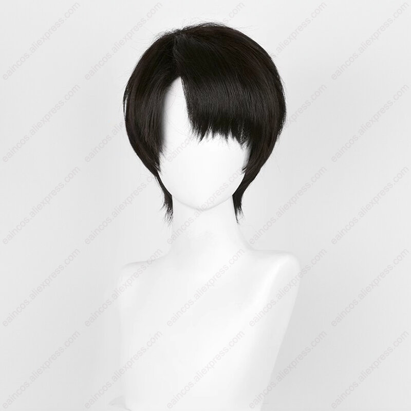 Мужской парик для косплея аниме Леви Аккермана, 30 см, короткие черные коричневые парики, термостойкие синтетические парики, Искусственные парики на Хэллоуин